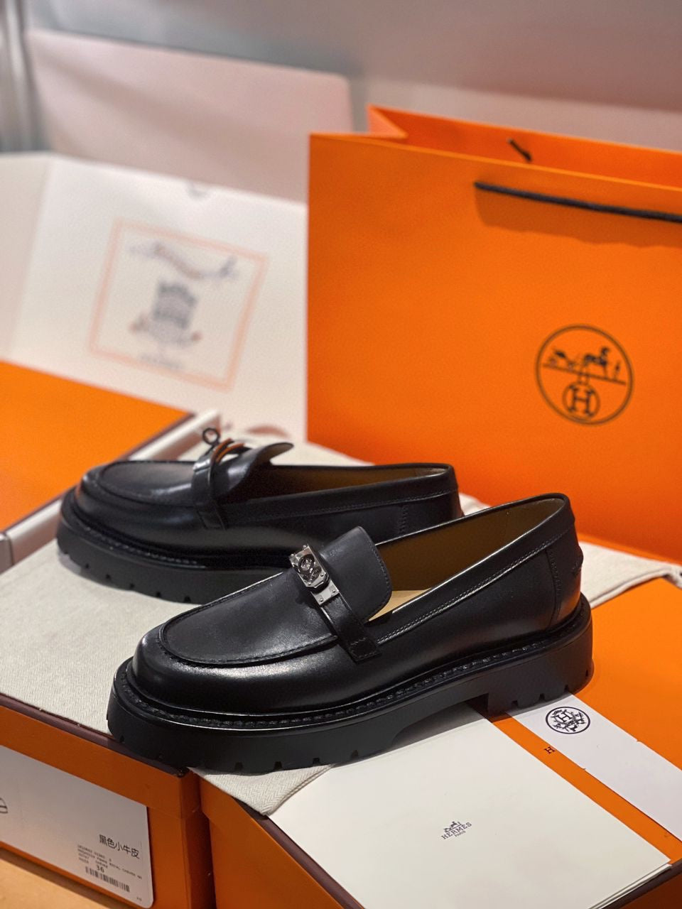 Mocassins Hermes Noir Femme