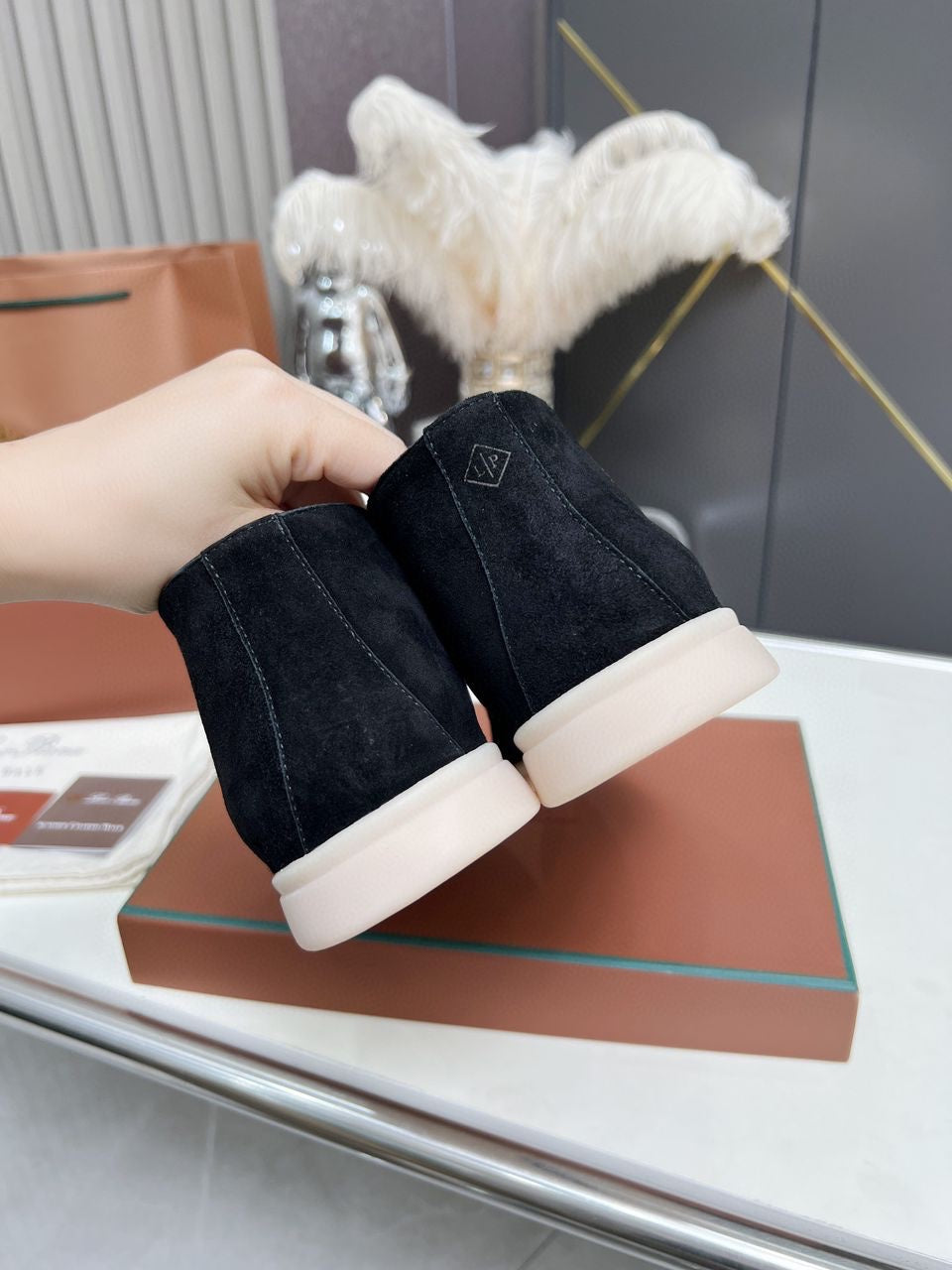 BOTTINES LORO PIANA NOIR HOMME