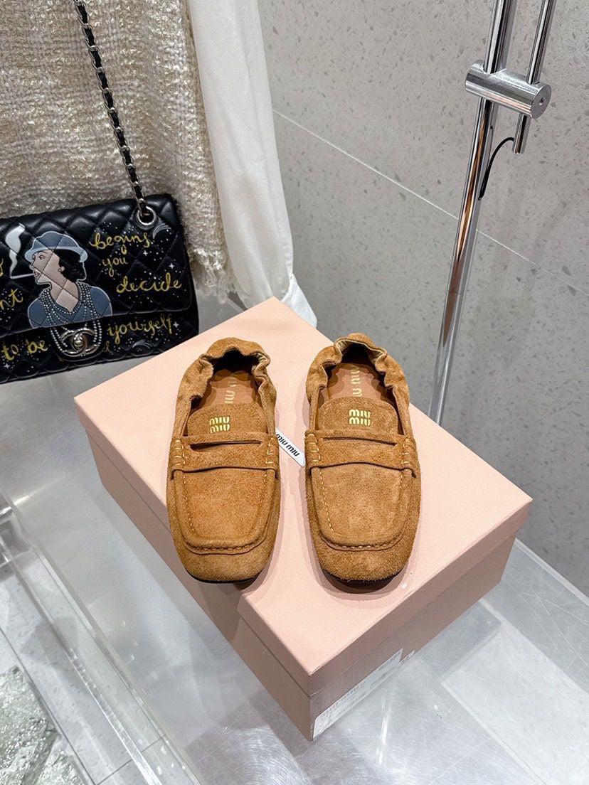 Ballerines Miu Miu Daim Marron