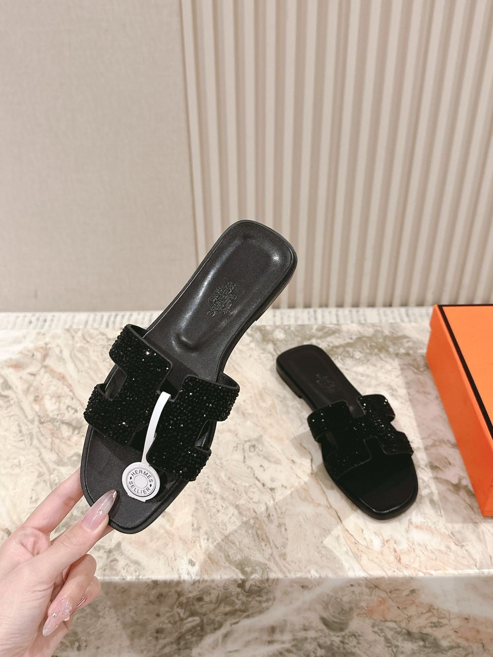 Sandales Hermes Oran Noir Diamond