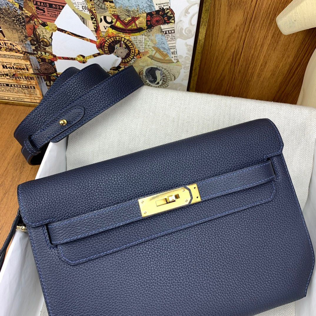 POCHETTE HERMÈS BLEU OR