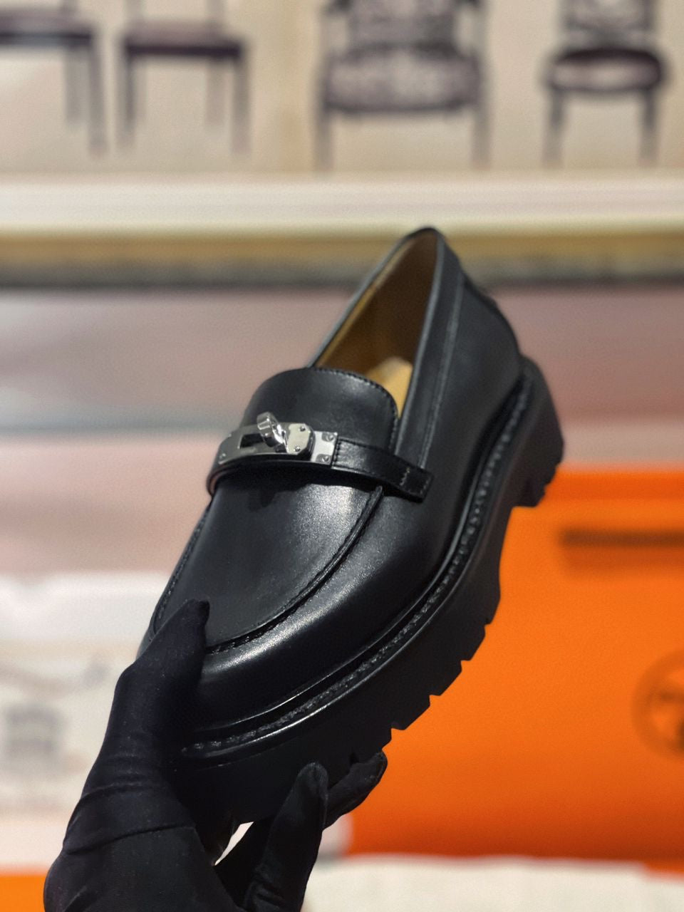 Mocassins Hermes Noir Femme