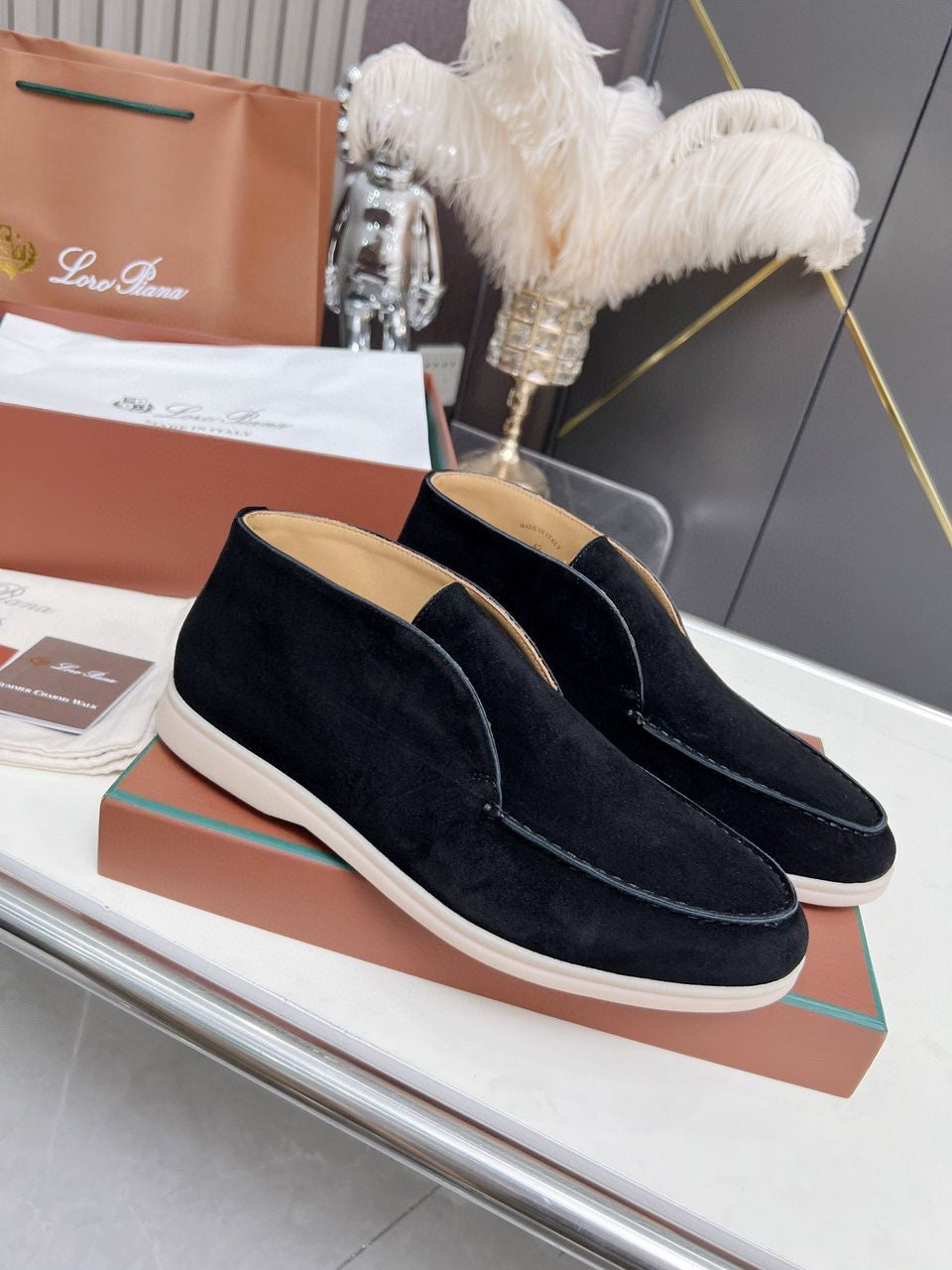 BOTTINES LORO PIANA NOIR HOMME