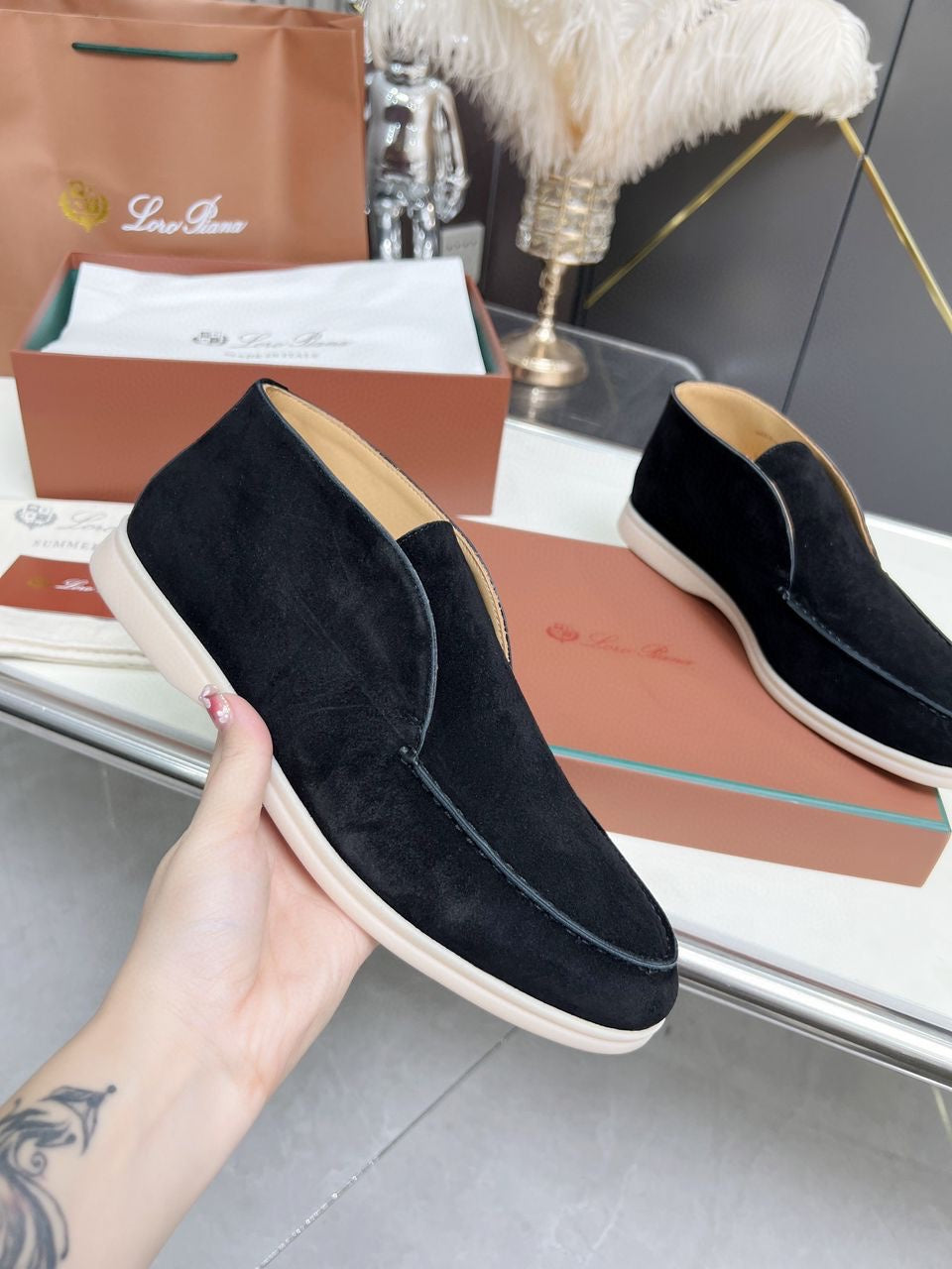 BOTTINES LORO PIANA NOIR HOMME