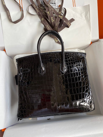 Sac Hermès Birkin 25 Croco Noir