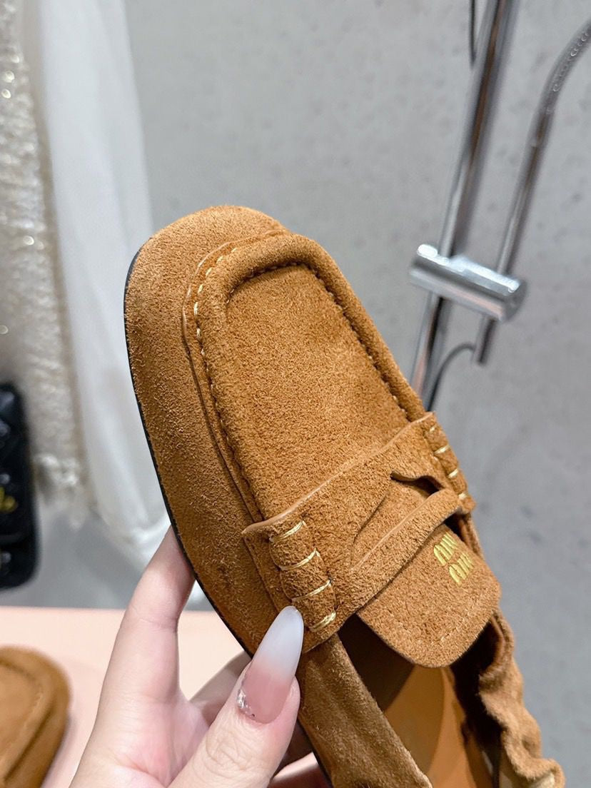 Ballerines Miu Miu Daim Marron