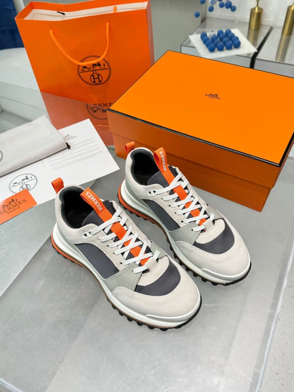 SNEAKERS HERMES GRIS ORANGE