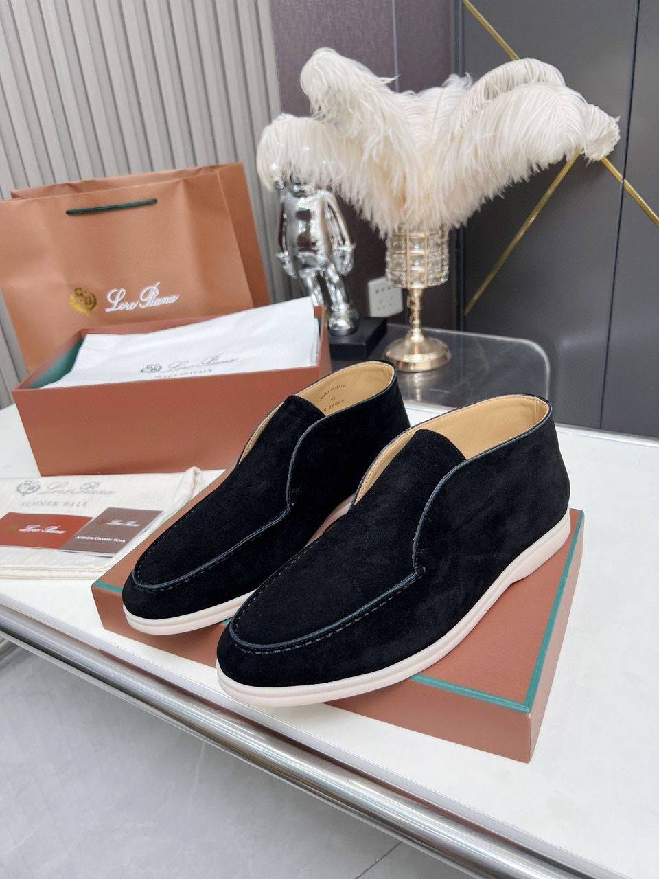 BOTTINES LORO PIANA NOIR HOMME