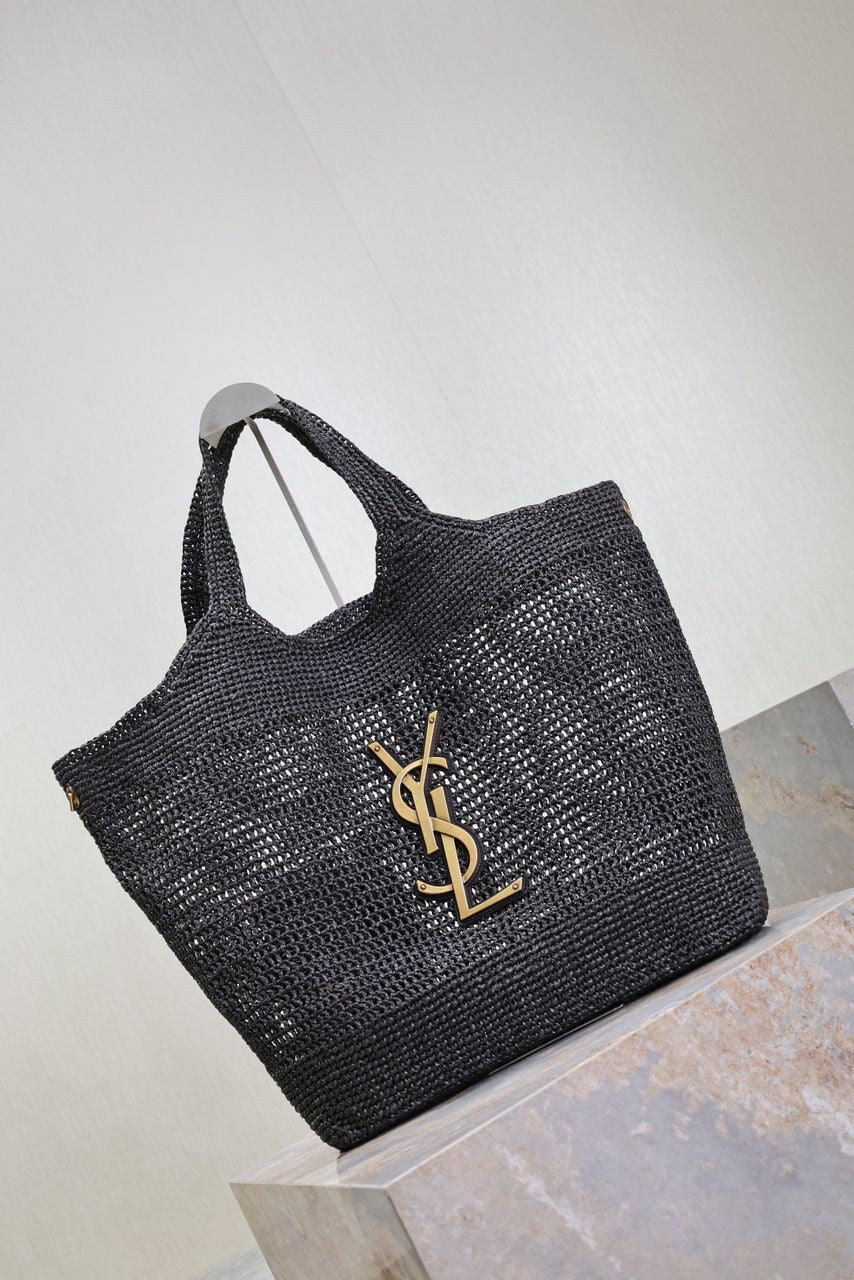 Sac Yves Saint Laurent Icare Raphia Noir