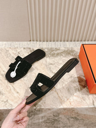 Sandales Hermes Oran Noir Diamond