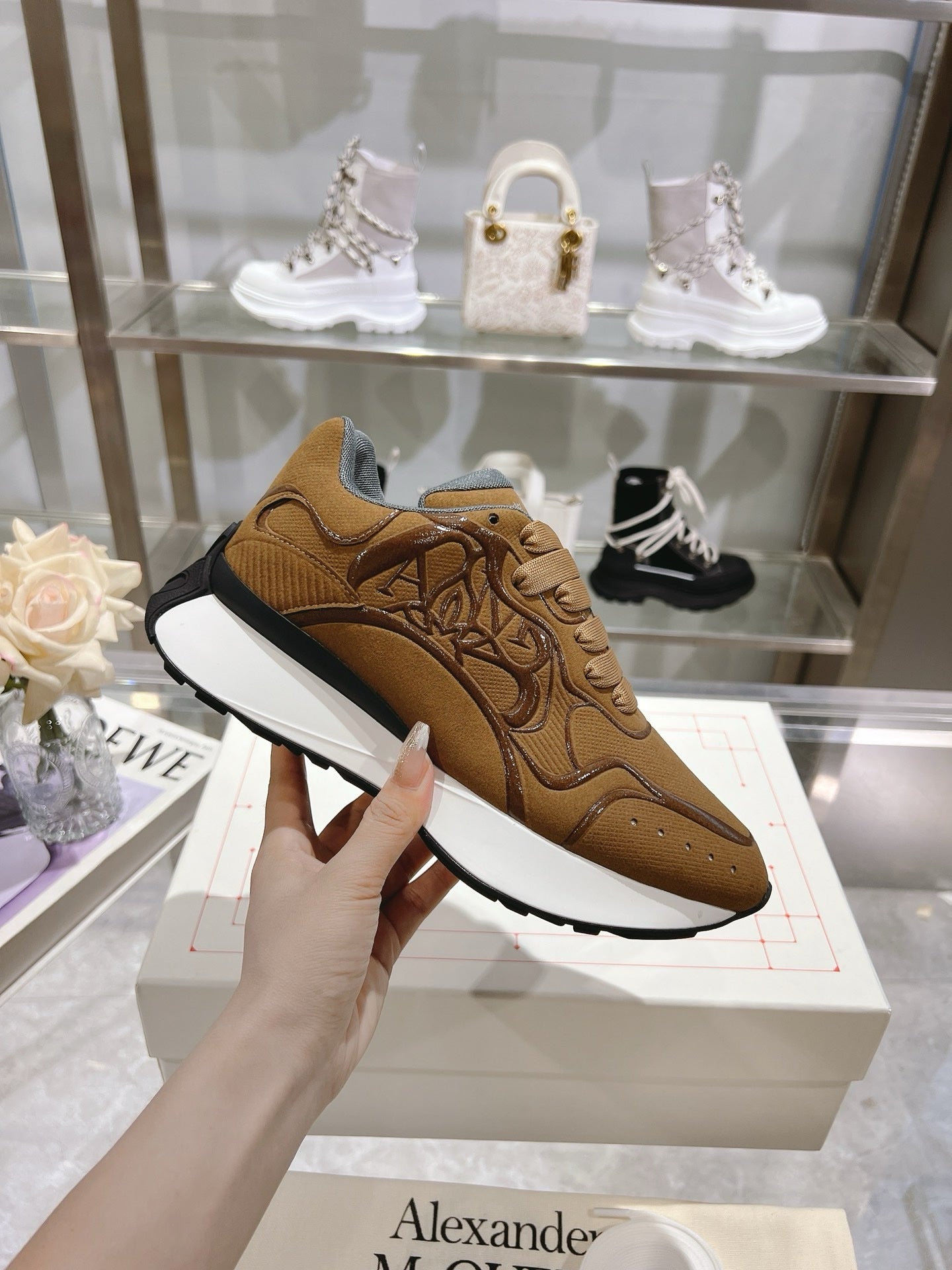 Sneakers Alexander McQueen Sprint Marron 3D