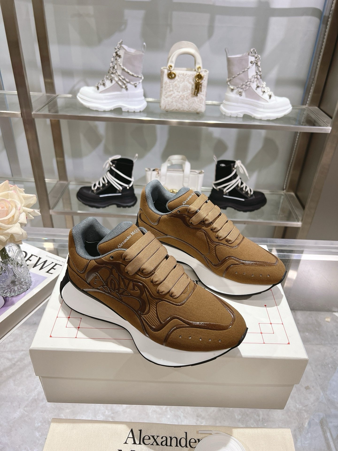 Sneakers Alexander McQueen Sprint Marron 3D