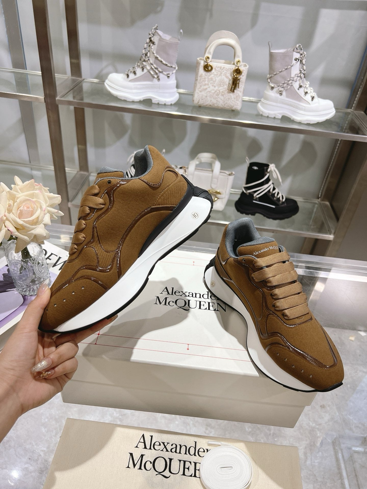 SNEAKERS ALEXANDER MCQUEEN SPRINT MARRON 3D