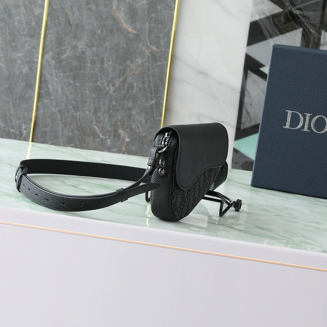 SACOCHE SADDLE DIOR MINI OBLIQUE NOIR