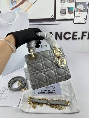 Sac A Main Lady Dior Gris Mini