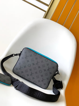 SACOCHE LOUIS VUITTON TRIO MESSENGER GRIS BLEU