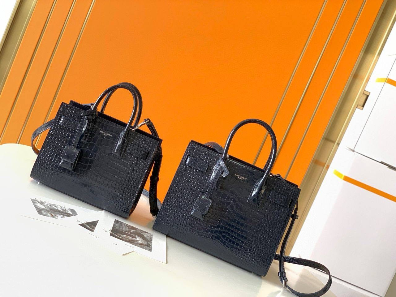 Sac Yves Saint Laurent Croco Noir