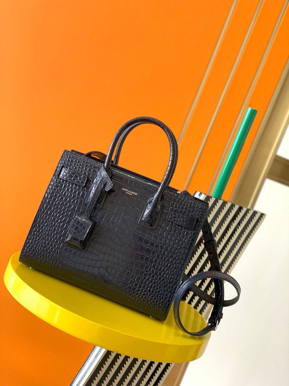 Sac Yves Saint Laurent Croco Noir