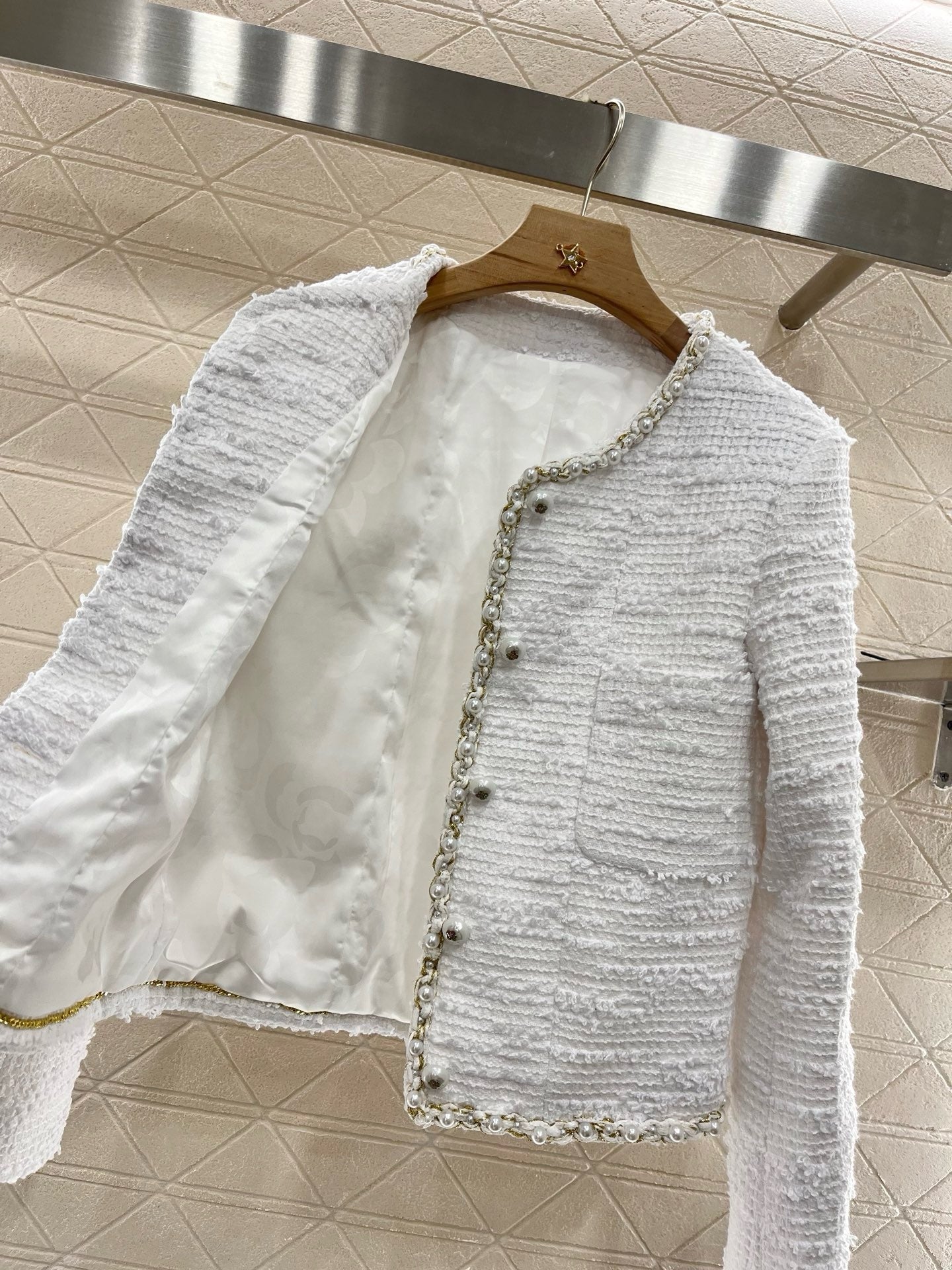 Veste Tweed Chanel Blanc Femme