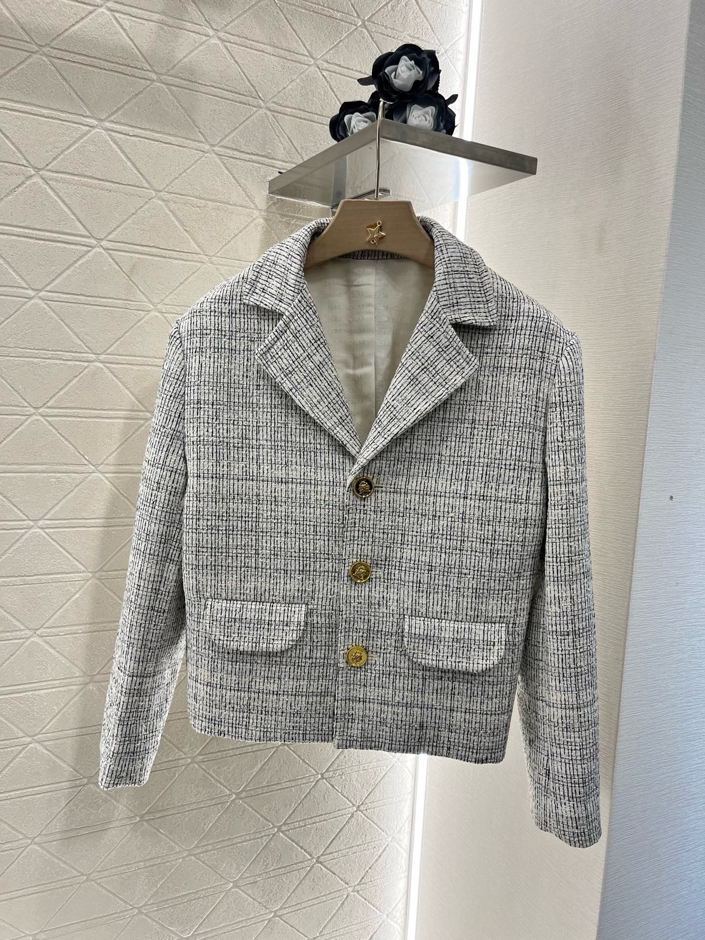 Veste Tweed Celine Gris Femme
