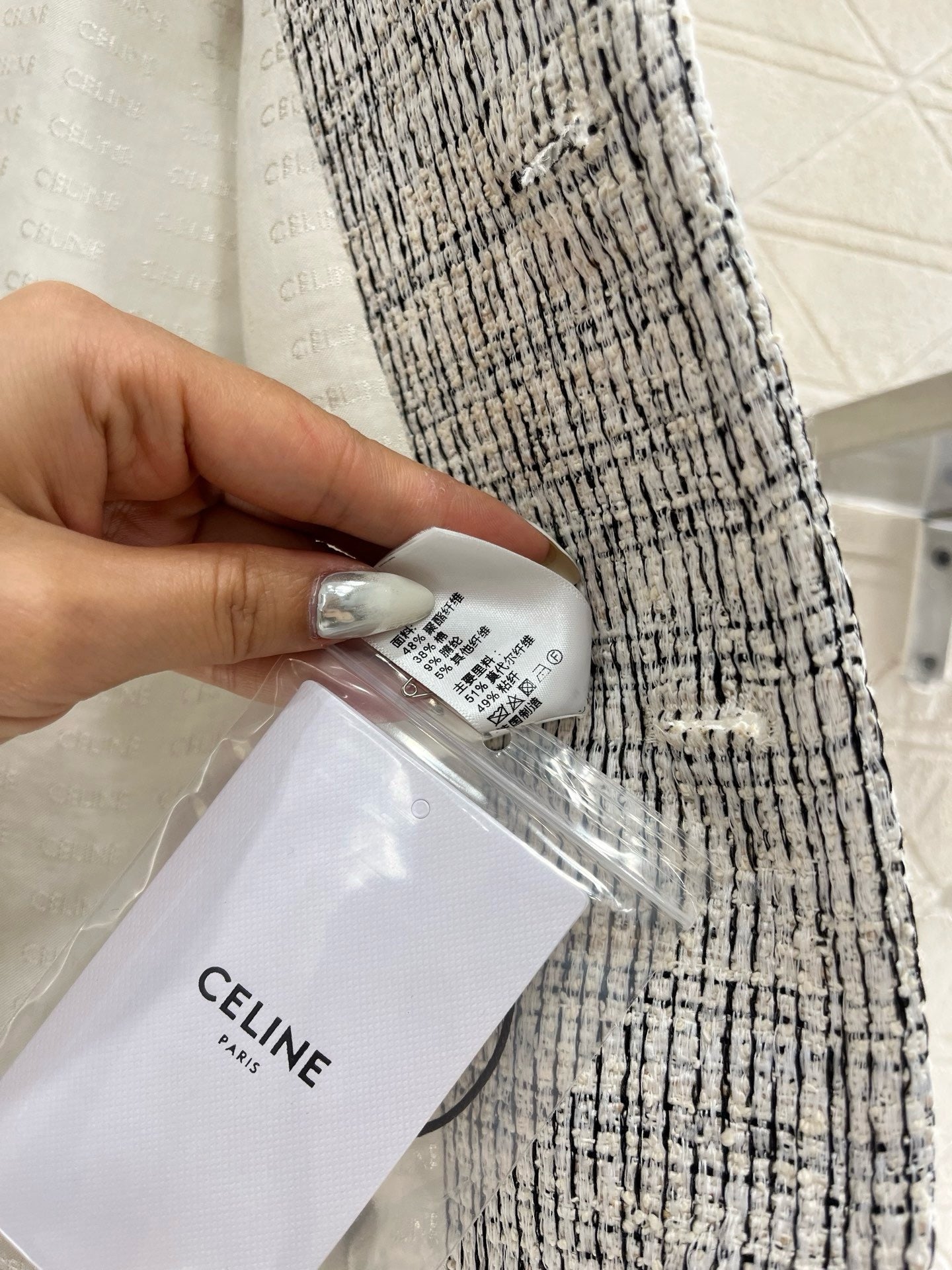 Veste Tweed Celine Gris Femme