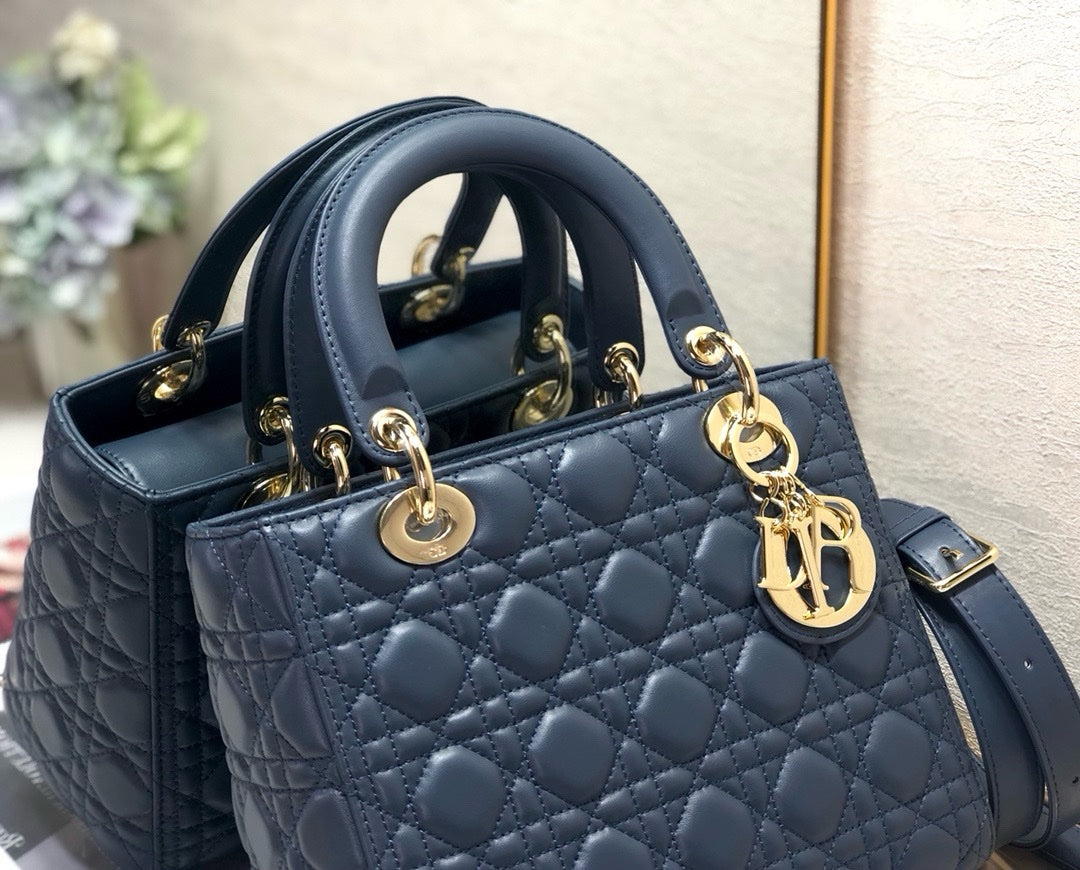 Sac Lady Dior Bleu Or