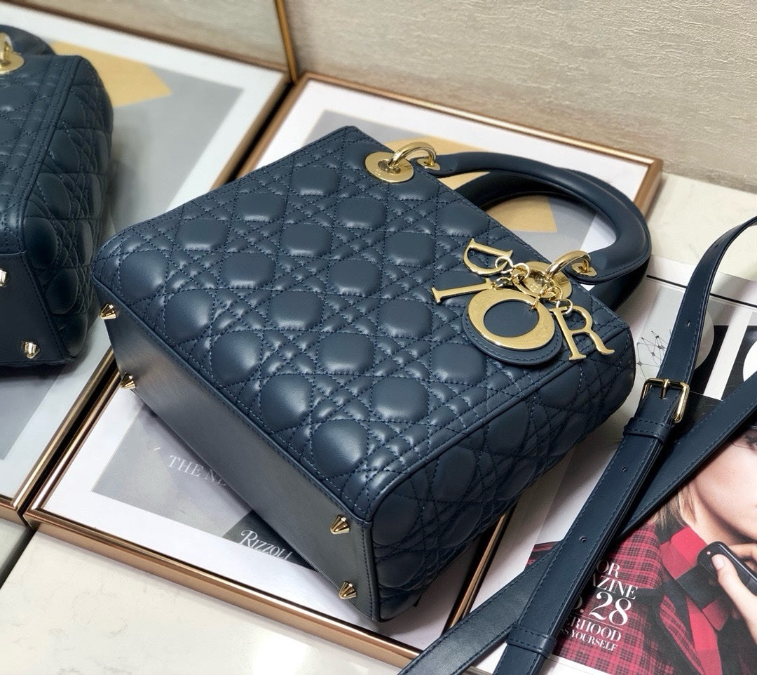 Sac Lady Dior Bleu Or