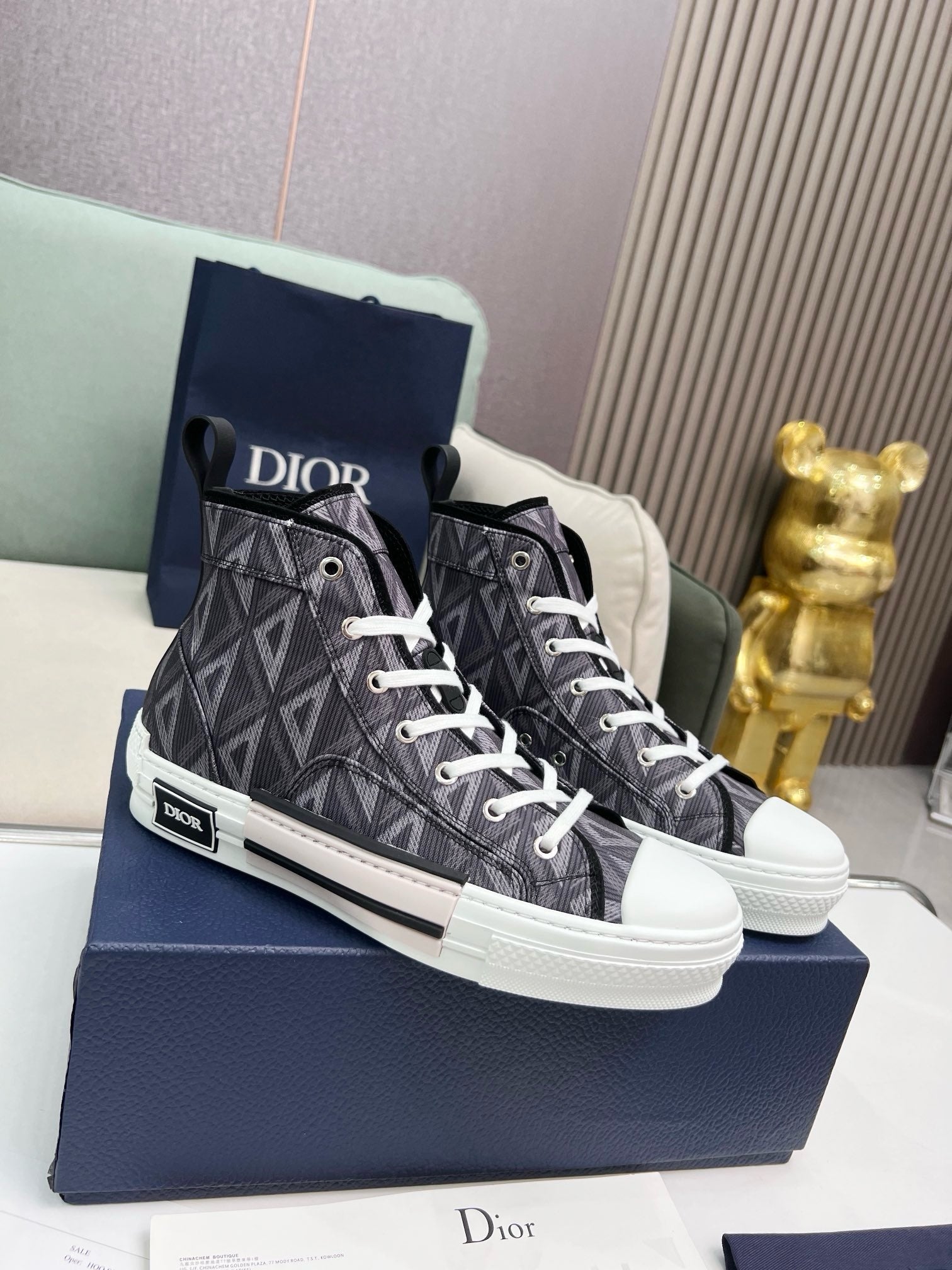SNEAKERS DIOR B23 GRIS FONCÉ DIAMOND