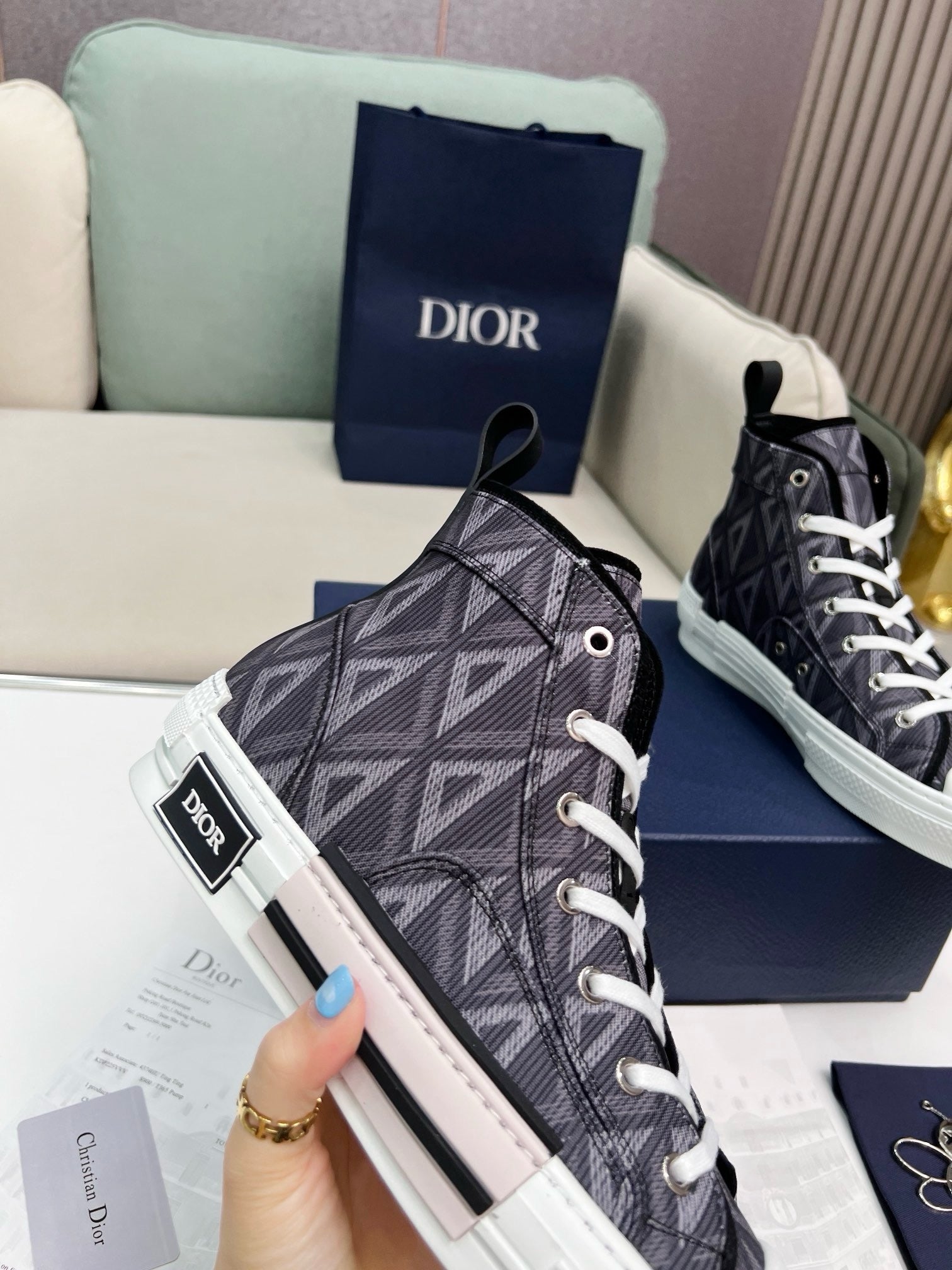 SNEAKERS DIOR B23 GRIS FONCÉ DIAMOND