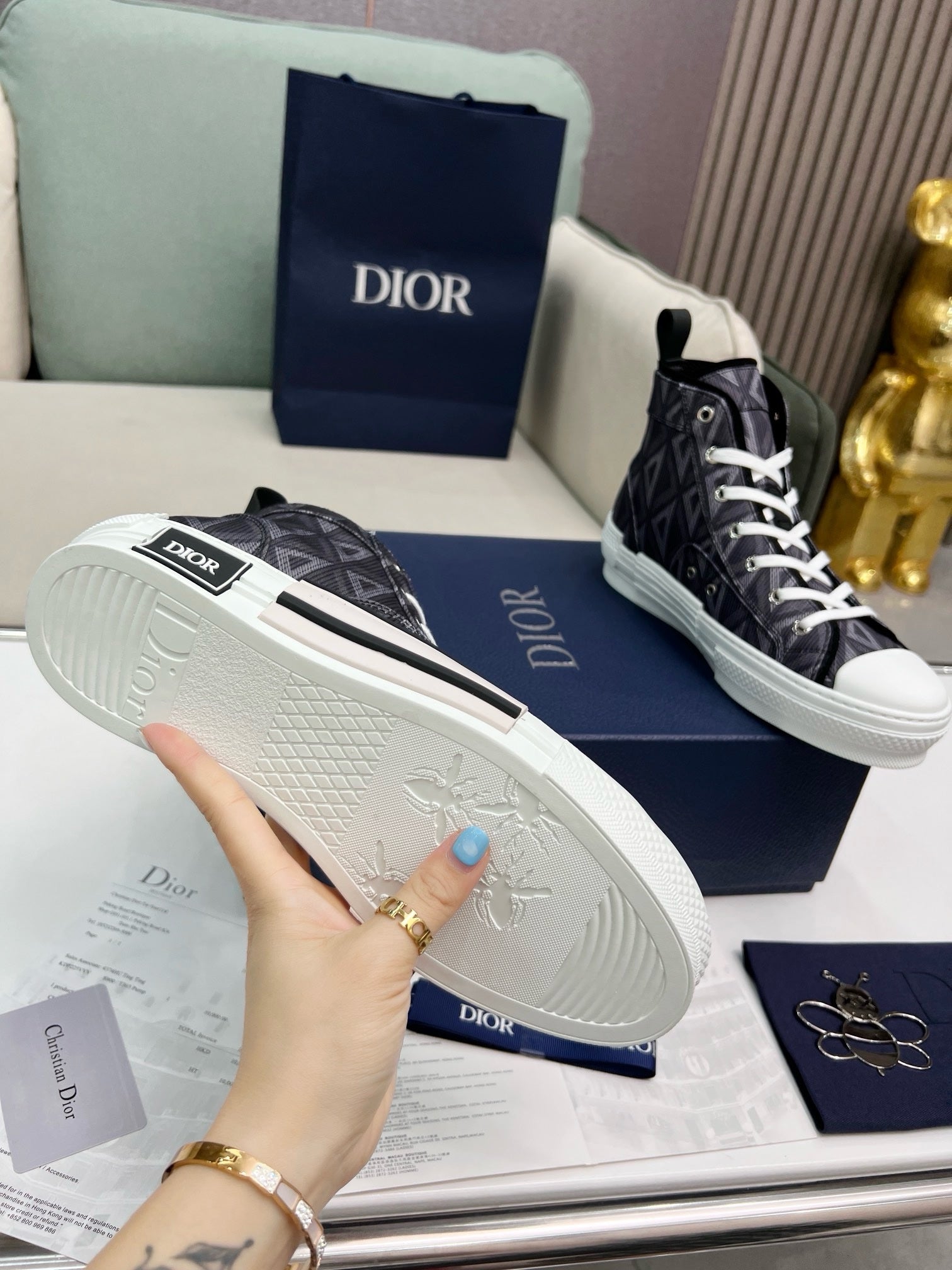 SNEAKERS DIOR B23 GRIS FONCÉ DIAMOND