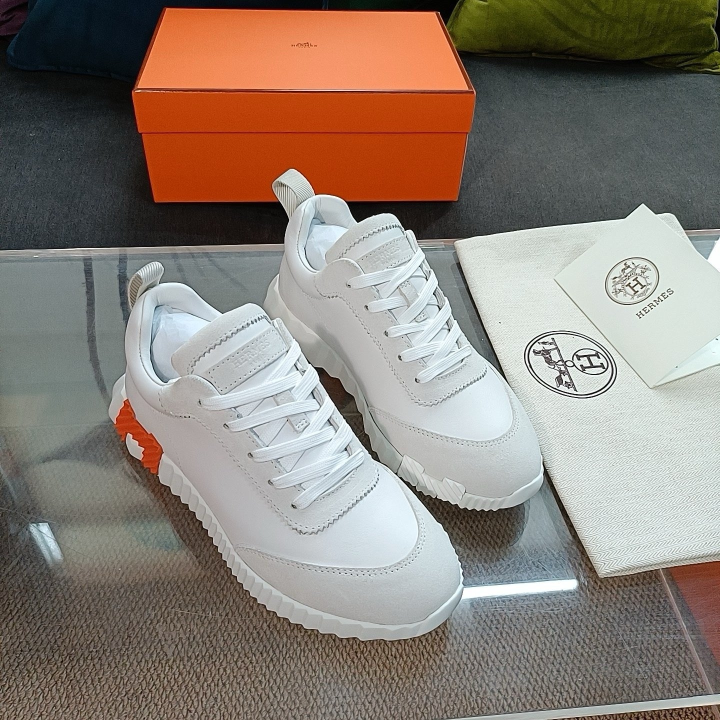 SNEAKERS HERMES BOUNCING BLANC ORANGE