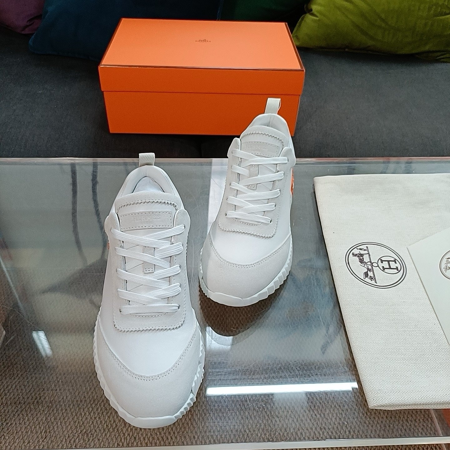 SNEAKERS HERMES BOUNCING BLANC ORANGE