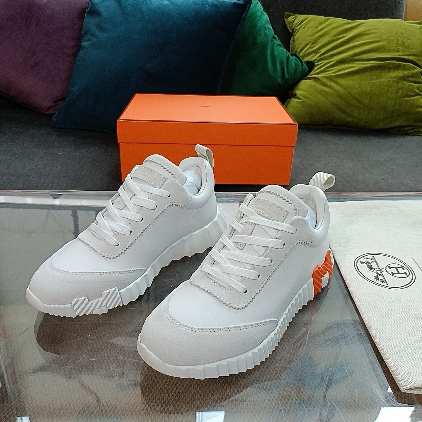 SNEAKERS HERMES BOUNCING BLANC ORANGE